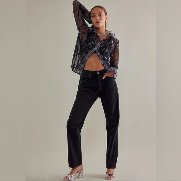 Anthropologie Maeve Lace Sheer Long Sleeve Button Down Blouse/Shirt Size XXS - Picture 9 of 14